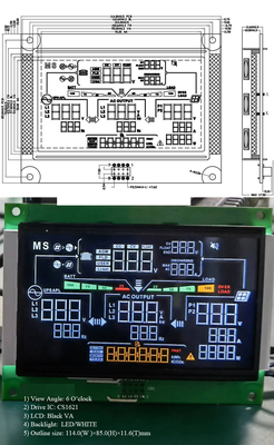 Customized VA COB Segment LCD Display Module 1/4 Duty 1/3 Bias 6:00 CLOCK IC CS1621