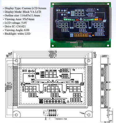 Customized VA COB Segment LCD Display Module 1/4 Duty 1/3 Bias 6:00 CLOCK IC CS1621