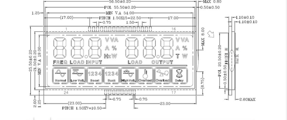 2.2  Inch HTN Segment Lcd Display Module,  Driving Voltage 1/4D,1/3B ZEBRA Connecting
