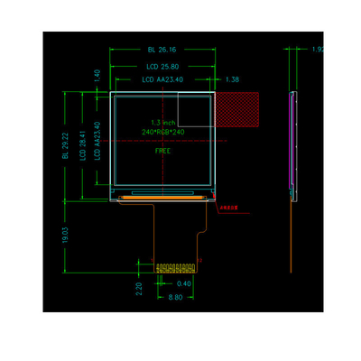 1.3 inch TFT display module 240x240 resolution 12 pins SPI interface driving IC ST7789V