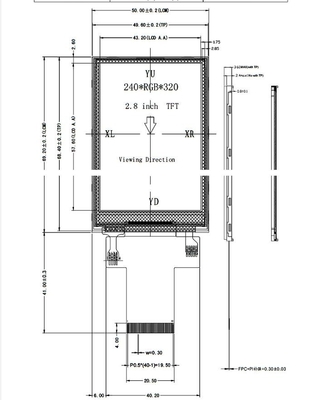 2.8 inch tft display module 240x320 resolution 40 PINS SPI interface driving IC ST7789V
