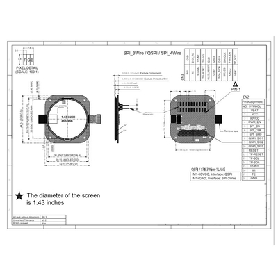 1.43 Inch Round AMOLED Oled Display With Touch Panel  466x466 Resolution RGB/QSPI Interface 350c/d Display Driving IC