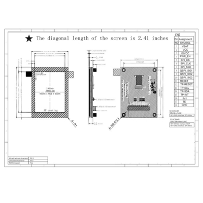 2.4 Inch AMOLED Oled Display 450x600 Resolution SPI/QSPI/MIPI Interface 750c/d Display Driving IC RM690B0