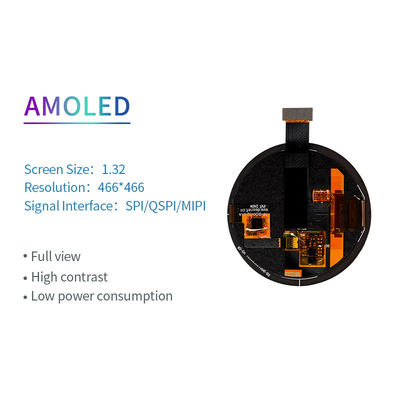 1.32 Inch Round AMOLED Oled Display 466X466 Resolution SPI/QSPI/MIPI Interface 600c/D IC CO5300