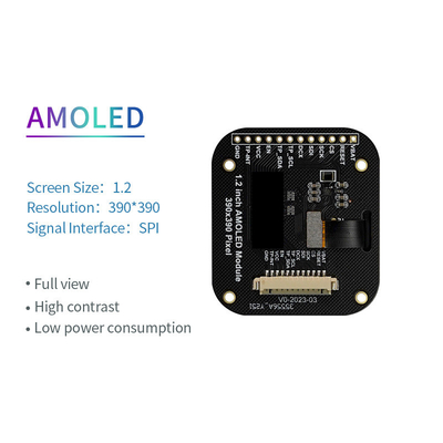 1.2 Inch Round AMOLED Oled Display 390x390 Resolution SPI Interface 350c/D IC RM69330 Touch Panel IC ZTW52