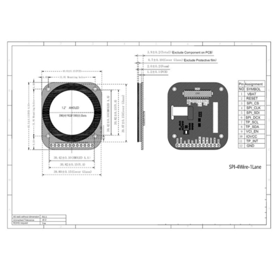 1.2 Inch Round AMOLED Oled Display 390x390 Resolution SPI Interface 350c/D IC RM69330 Touch Panel IC ZTW52