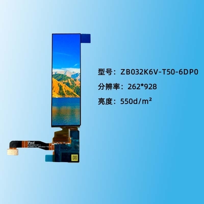 3.19 Inch AMOLED Display Module With Touch  500 Cd/M2 262*928  Dots MIPI Interface
