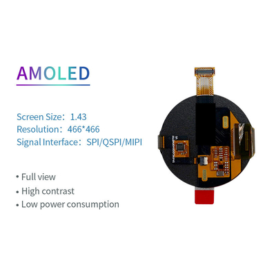 1.43 Inch AMOLED Oled Display 466*466 Resolution SPI/QSPI/MIPI Interface 350c/d Display Driving IC SH8601 Touch Ic