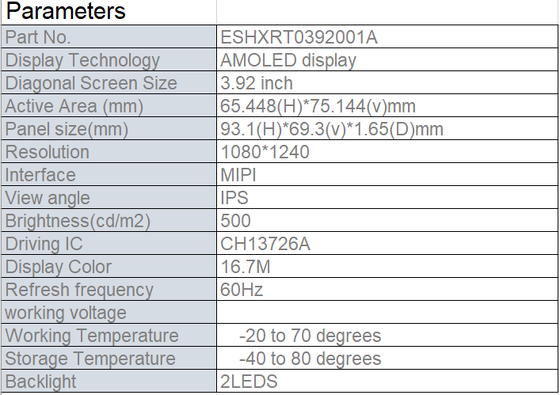 4.92 Inch AMOLED Display Module with 1080×1240 Resolution and 500cd/m2 Brightness for Medical Use