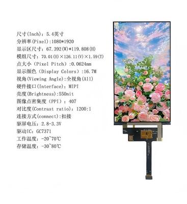 5.4 Inch IPS TFT LCD Module with 1080x1920 Resolution and MIPI Interface